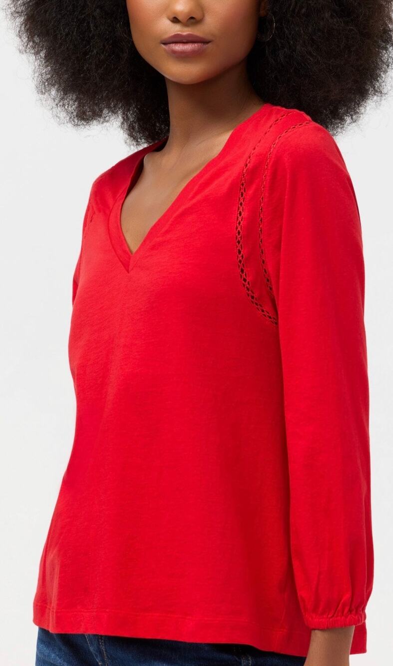 NWT Johnny Was Calme Crochet V-Neck Blouse Salsa Red Sz Large